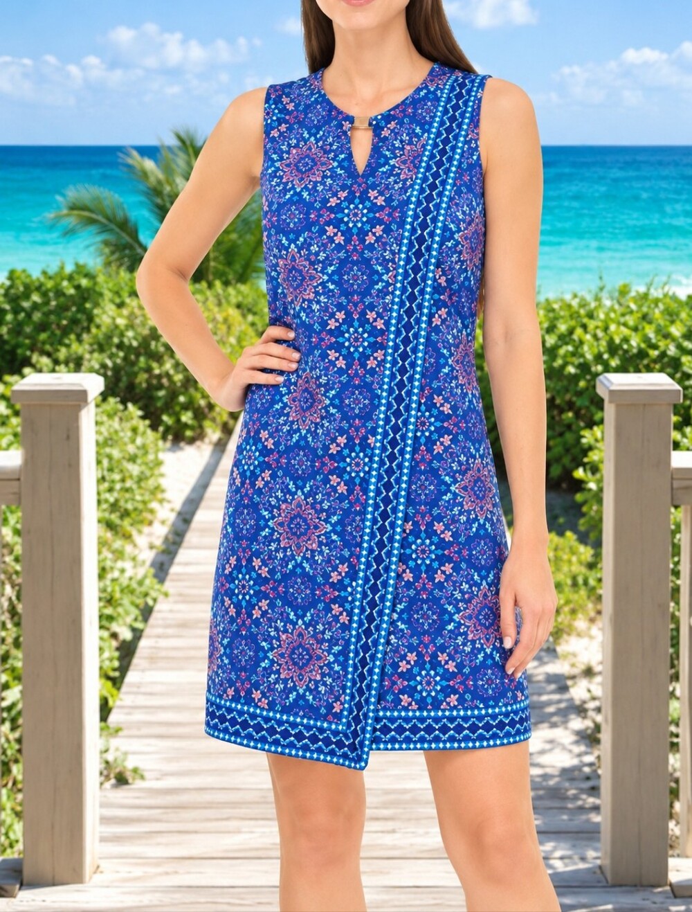 Sandra Darren Bohemian Print Dress Women's Size Small